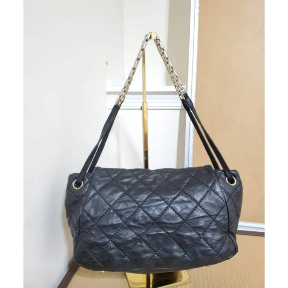 Authentic CHANEL Calfskin Quilted Retro Chain Accordion Flap Black - Picture 9 of 12